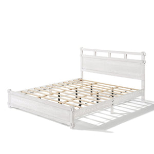 English Elm California King Platform Bed Antique White Wood Grain Farmhouse Cottage Style N758P369327W
