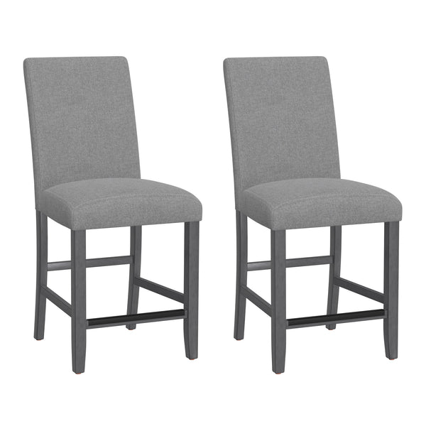 English Elm Wallace & Bay - Gray Upholstered Barstools Set of 2 – Transitional Walnut Ash Engineered Wood, Comfortable Tall Seating 39.5" B2709P212268