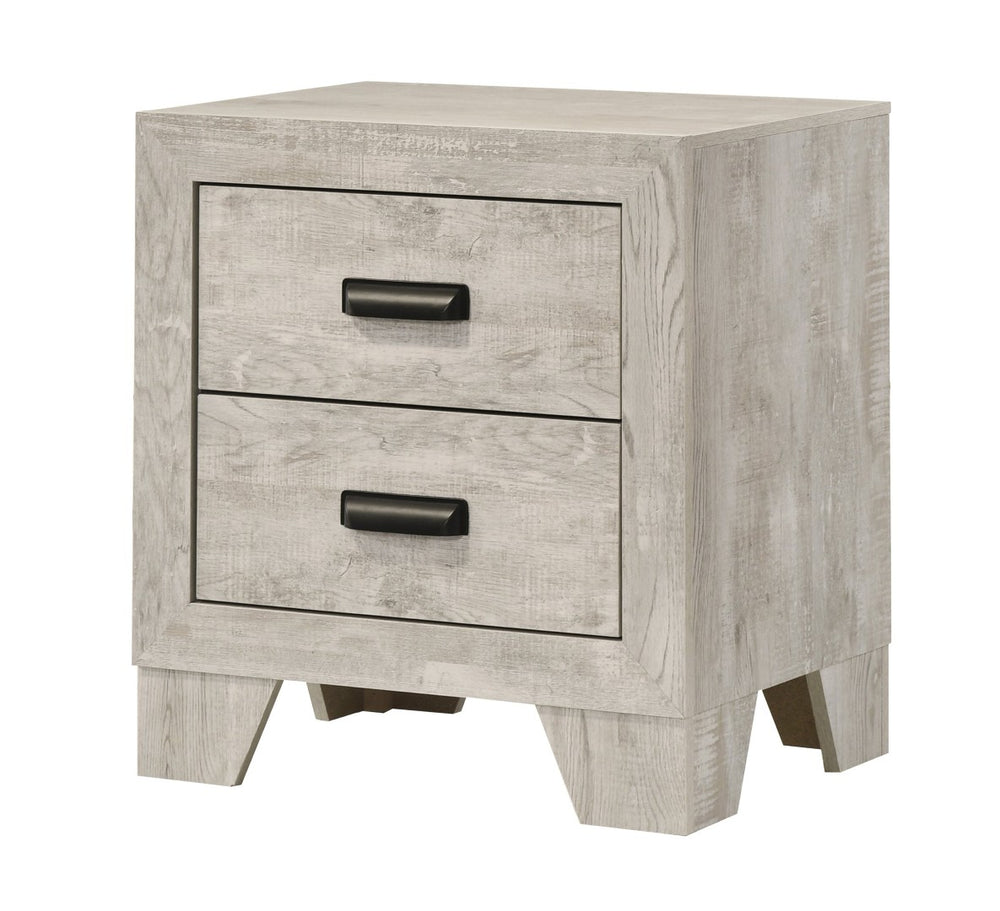 English Elm 1pc Whitewash Wood 2-drawer Nightstand with Metal Pulls for Transitional Bedroom B011P444135