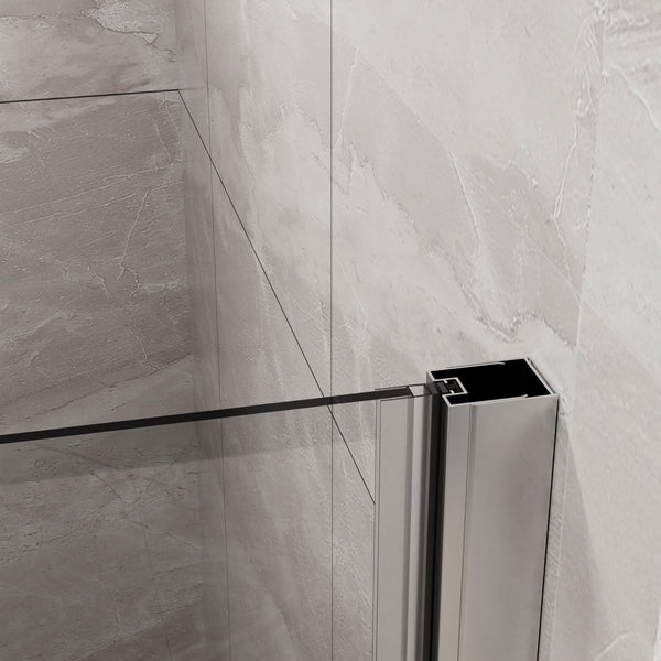 English Elm Goodyo 34"X72" Frameless Bifold Shower Door - Tempered Clear Glass, Chrome Finish, Space-Saving Design D163102094