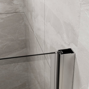 English Elm Goodyo 34"X72" Space-Saving Bifold Frameless Glass Shower Door & White Acrylic Base Combo Set W1223S00020