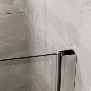English Elm Goodyo Bifold Frameless Tempered Glass Shower Door Pivot Swing Panel Adjustable Width Chrome D163147915