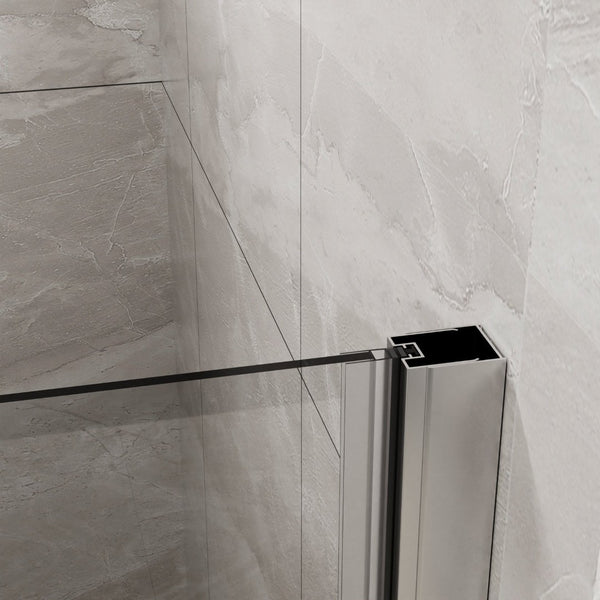 English Elm Goodyo Bifold Frameless Tempered Glass Shower Door Pivot Swing Panel Adjustable Width Chrome D163147915