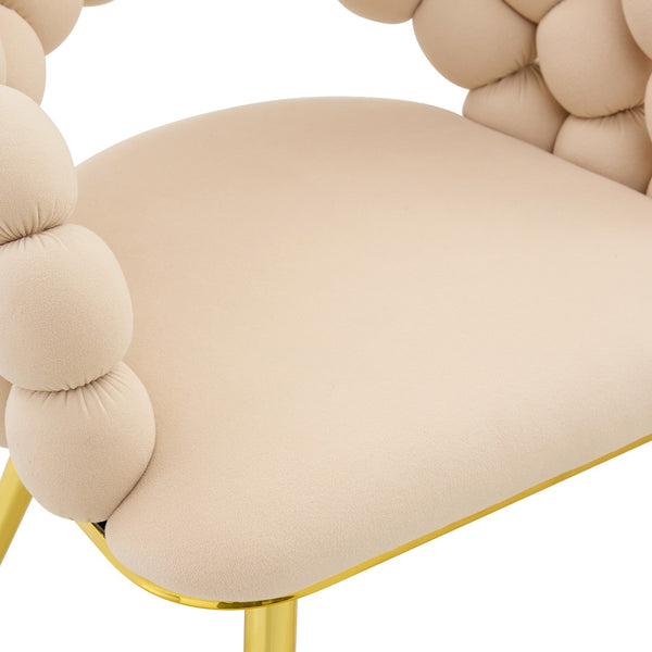 English Elm Set of 2 Sculptural Bubble Backrest Velvet Dining Chairs with Matte Black Legs Beige,Gold W3875P370929