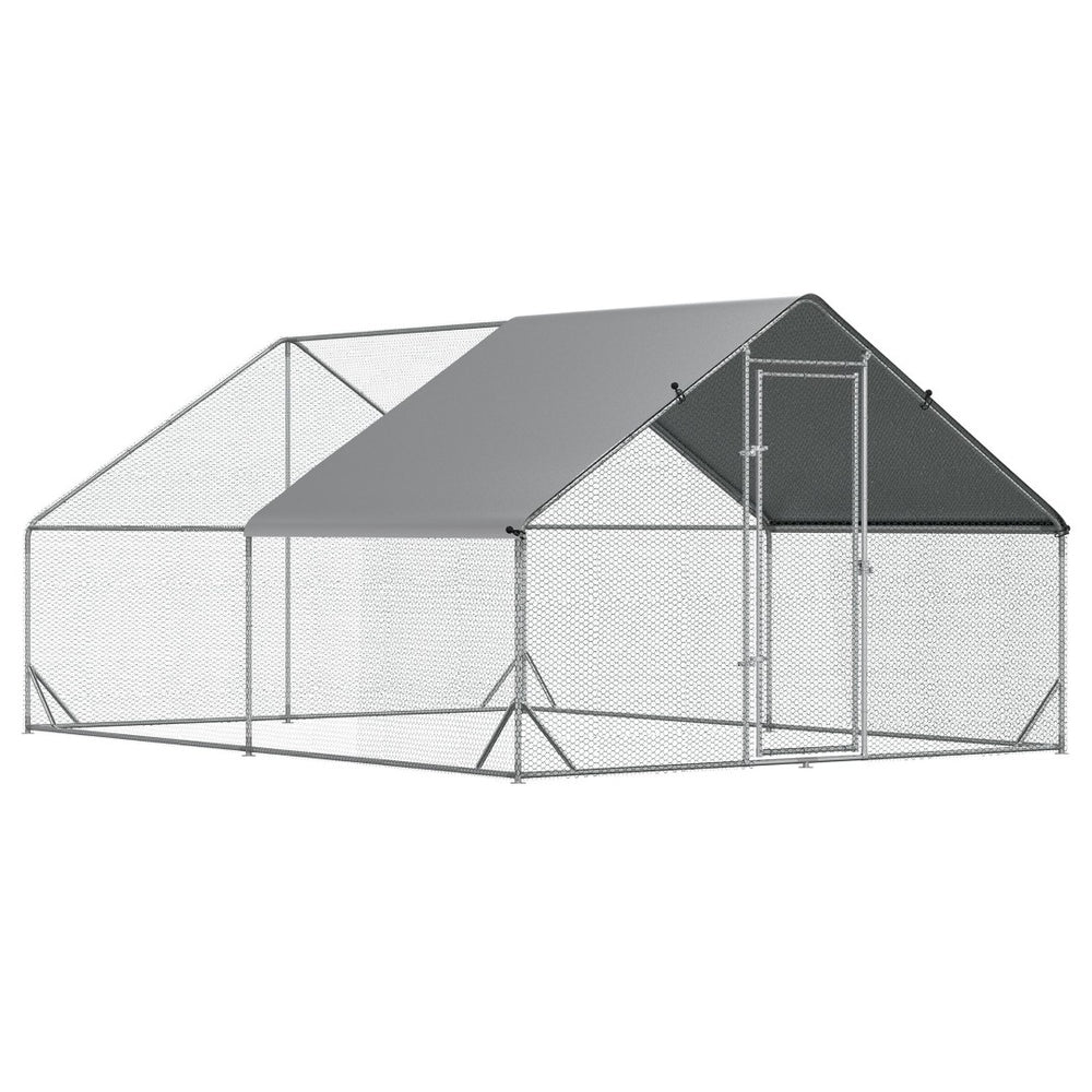 English Elm Outdoor Galvanized Steel Walk-in Chicken Run with Pe Cover for up to 12 Birds T3971P433883