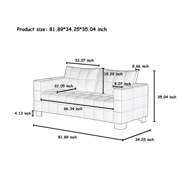 English Elm FX-P54-BK Plush Chenille Sofa with Metallic Legs, Subtle Glamour, Durable Velvet Feel for Living Room Beige W576S00168