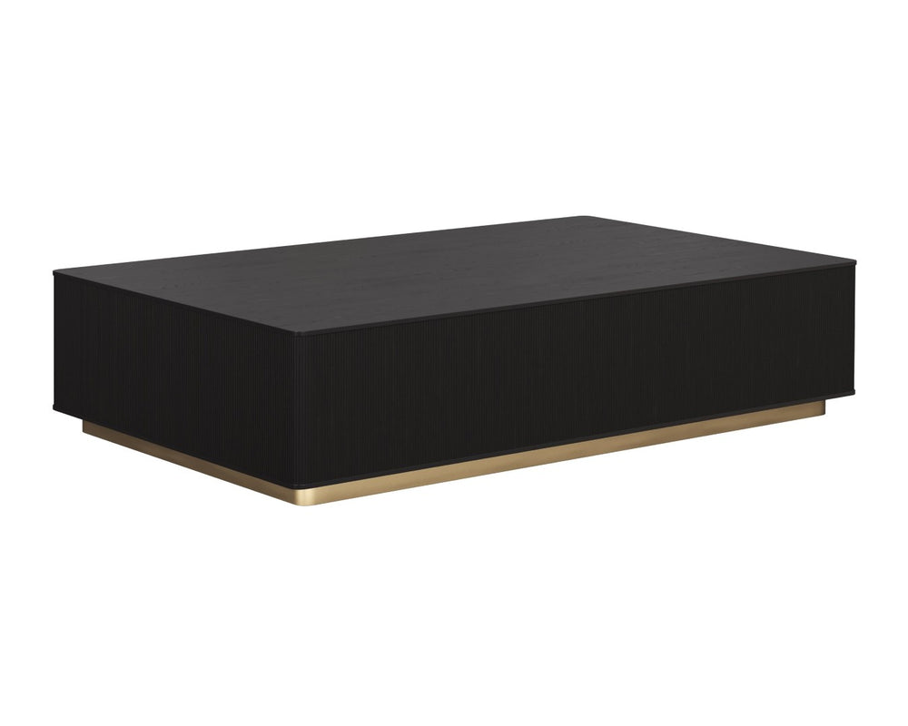 Sunpan KALLA Coffee Table - Rectangular Charcoal Oak with Gold Steel Base - Stylish & Durable Centerpiece 112806