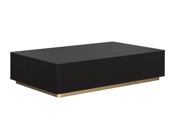 Sunpan KALLA Coffee Table - Rectangular Charcoal Oak with Gold Steel Base - Stylish & Durable Centerpiece 112806