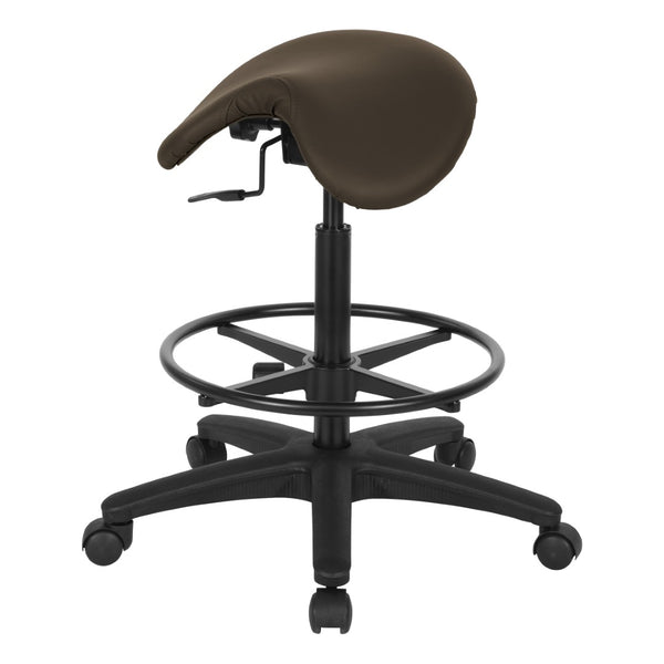 OSP Home Furnishings Backless Saddle Stool Ergonomic Pneumatic Height Adjustable Office Studio Task Seating Dillon Java ST205-R102