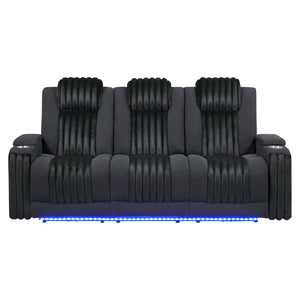 English Elm Duran Power Reclining Sofa Set with Led Lighting Bluetooth Speaker and Usb Charging Black B201S00474