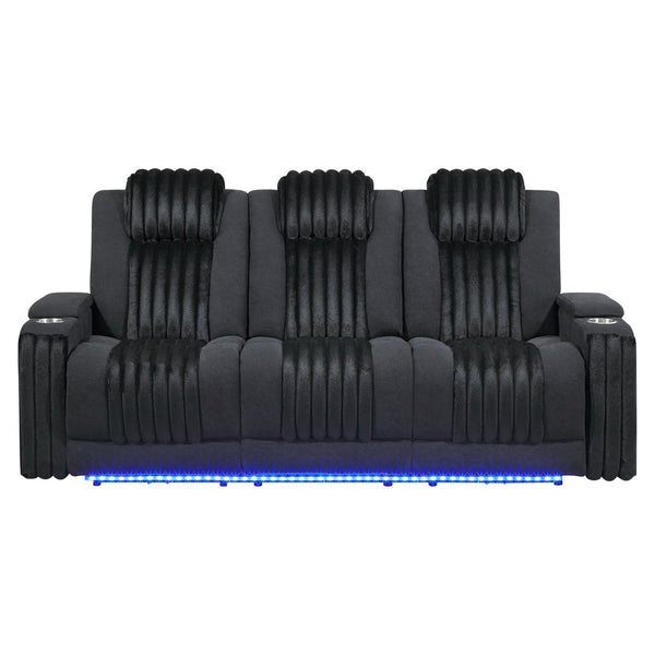 English Elm Duran Power Reclining Sofa Set with Led Lighting Bluetooth Speaker and Usb Charging Black B201S00474
