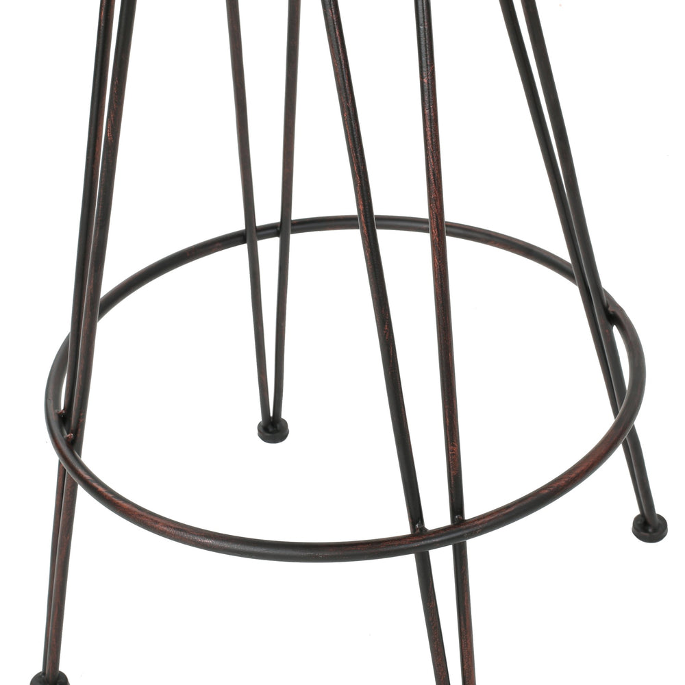 English Elm Christopher Knight Home® - 28" 28" Outdoor PE Rattan Barstools Set of 2 - Brown Multi Wicker, Black Brush Copper Iron Frame, Mid-Century Flair 60793.00