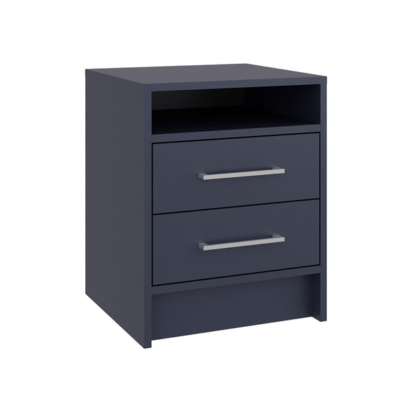 English Elm Eter Blue Nightstand 19.9" High Minimalist Modern Bedside Table with Open Shelf & 2 Smooth Drawers B070P363816