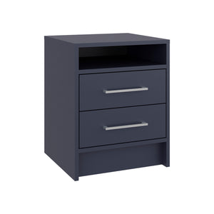 English Elm Eter Minimalist Nightstand 19.9" High in Light Oak & Blue — Open Shelf, 2 Smooth-Glide Drawers, Modern Design B070P378360