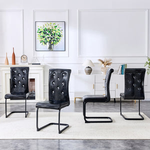 English Elm Set of 2 Glam Faux Alligator Pvc Dining Chairs with Crystal Buckle Bow Legs W3875P371067