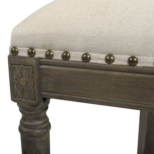 English Elm Jennifer Taylor Home - Paris 26.5" Farmhouse Counter Height Bar Stool with Upholstered Linen Seat, Hardwood Frame, Brass Footrest Beige B2719P238377