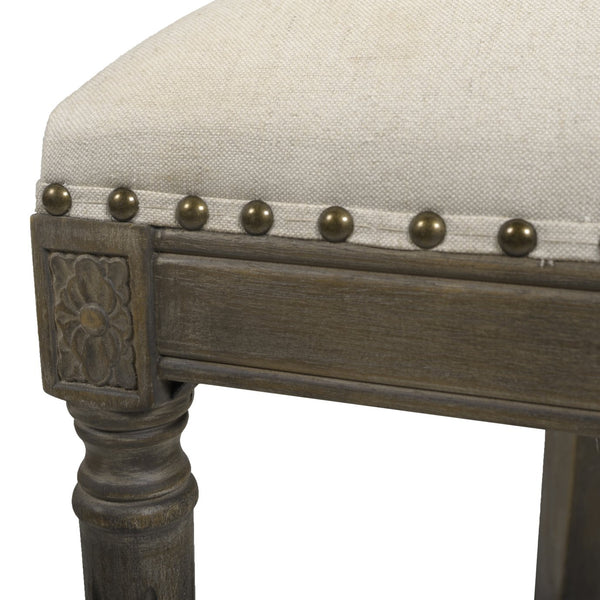 English Elm Jennifer Taylor Home - Paris 26.5" Farmhouse Counter Height Bar Stool with Upholstered Linen Seat, Hardwood Frame, Brass Footrest Beige B2719P238377