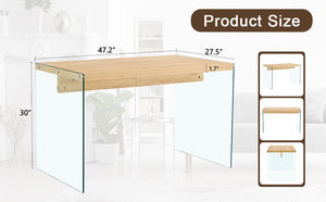 English Elm The modern Wood MDF & Tempered Glass Coffee Table with Dual Glass Sides, Sturdy Storage, Quick 10-15min Assembly W1151P183734