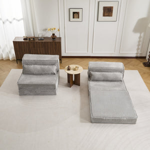 English Elm Compression Modular Sofa Bed - Versatile Mahjong Design, Soft Fleece, No Assembly, 2 Pillows Included! W3723S00048