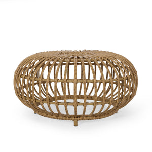 English Elm Christopher Knight Home® - OTTAWA Bohemian Faux Rattan Coffee Table - Handcrafted Weather-Resistant Round Accent Table 30" N770P345264L