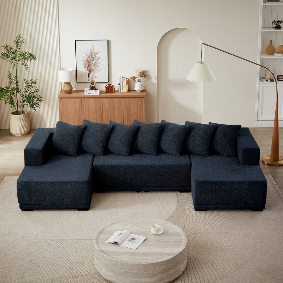 English Elm Chenille U-Shaped Modular Sectional Sofa - Luxurious Cloud Couch For Stylish Living Room Comfort W2339S00015