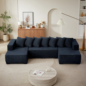 English Elm Chenille U-Shaped Modular Sectional Sofa - Luxurious Cloud Couch For Stylish Living Room Comfort W2339S00015