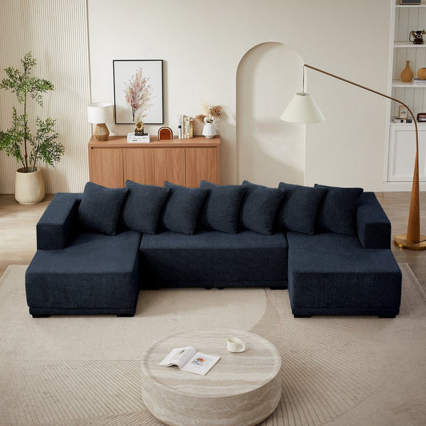 English Elm Chenille U-Shaped Modular Sectional Sofa - Luxurious Cloud Couch For Stylish Living Room Comfort W2339S00015