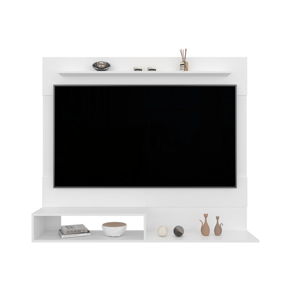 English Elm Floating Entertainment Center Albuquerque - White Engineered Wood, Slim Shelf Storage, Easy Assemble, Durable B092P306234