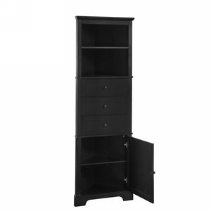 English Elm Black Triangle Tall Cabinet with 3 Drawers, Adjustable Shelf, Painted MDF, Anti-Tip, Stylish Storage N725P247409B