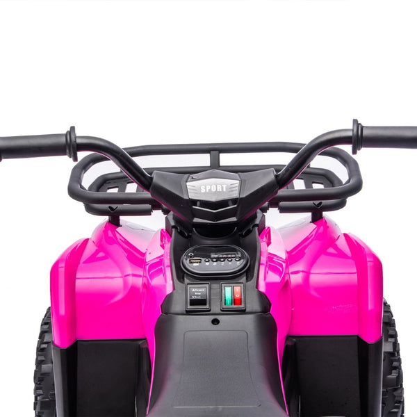 English Elm 24v Dual Motor Kids Atv Ride on with Led Lights Bluetooth Storage Racks Off Road Pink W1578P390450