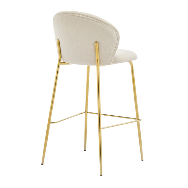 English Elm Christopher Knight Home® - Kira Upholstered Bar Stool Set of 2 — Stylish Low-Back Counter Seating with Cushioned Fabric and Metal Frame for Comfort and Stability Beige+Gold N775P263305B