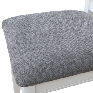 English Elm AGODY White Dining Chairs Set of 2 with Grey Cushions, Solid Wood Back, Comfortable High-Back Seats W2170P208375