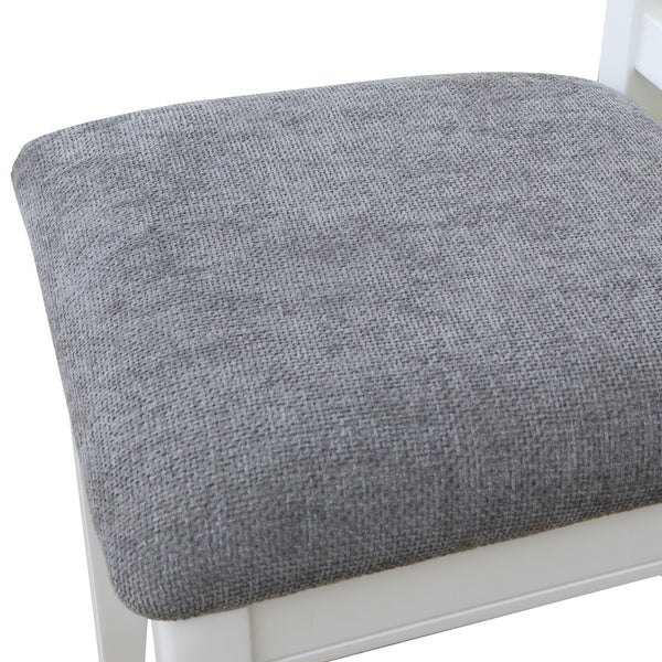 English Elm AGODY White Dining Chairs Set of 2 with Grey Cushions, Solid Wood Back, Comfortable High-Back Seats W2170P208375