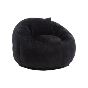 English Elm UNITED Cloud-Luxe Chenille Memory Foam Bean Bag Chair with Ottoman and Pillow for Ultimate Comfort Black W1568P361690