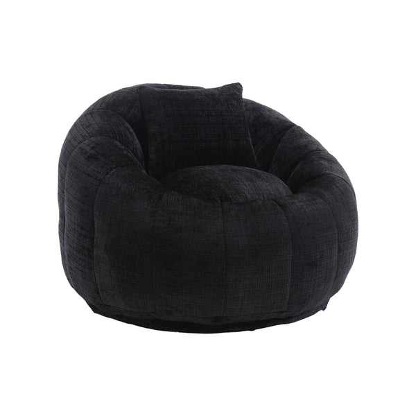 English Elm UNITED Cloud-Luxe Chenille Memory Foam Bean Bag Chair with Ottoman and Pillow for Ultimate Comfort Black W1568P361690
