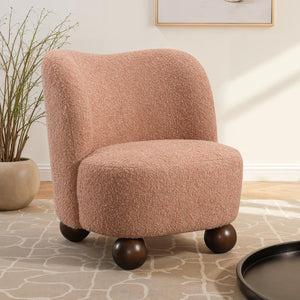 English Elm 1Pc Pink Accent Chair With Curved Back, Plush Boucle Upholstery & Ball Feet For Modern Living Spaces B2741P401988