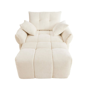 English Elm Ergonomic Chenille Lounge Chair with Ottoman Tufted Arms Modern Living Room Seat W714S01649