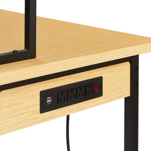 English Elm 71''adjustable Rolling Workbench with Pegboard Power Strip and Locking Wheels for Garage W1162P384342