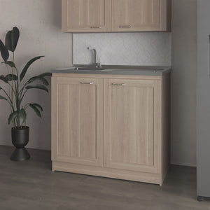 English Elm Montello White Utility Sink with Open Shelves for Laundry Mudroom Workspace B092S00280