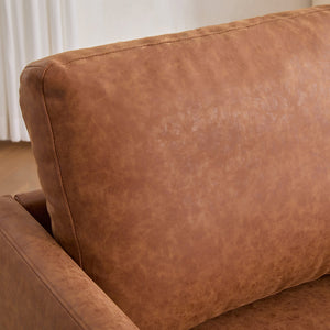 English Elm 30.7"W Square Swivel Accent Chair with PU Upholstery, Foam & Pocket Spring Seat, 360° Lounge Comfort Brown W3188P310431