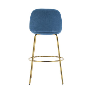 English Elm Christopher Knight Home® - Rio Claro Metal Upholstered Barstool Set of 2 – Sculptural Rounded Seat, Low Back, Stain-Resistant Fabric, Durable Frame, Space-Saving Design Blue,Gold N775P268026U