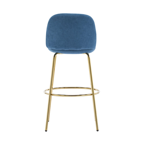 English Elm Christopher Knight Home® - Rio Claro Metal Upholstered Barstool Set of 2 – Sculptural Rounded Seat, Low Back, Stain-Resistant Fabric, Durable Frame, Space-Saving Design Blue,Gold N775P268026U