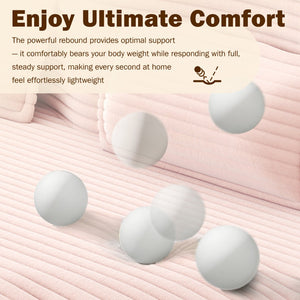 English Elm Modern Corduroy Floor Sofa Foldable Twin Sleeper Foam Filled for Dorms and Playrooms Baby Pink W1885P446611