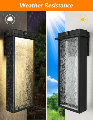 English Elm Outdoor Light Fixture Wall Light Black Dusk-to-Dawn Integrated LED 3000K Weatherproof Wall Lantern W3355P323231