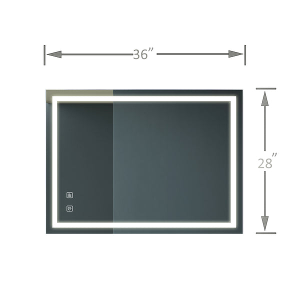 English Elm 36X28 Inch Bathroom Led Vanity Mirror – Dimmable, Anti-Fog, Adjustable Color Temp & Waterproof Design W1992P210830