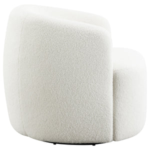 English Elm Denae Natural Upholstered Swivel Chair — Ivory Faux Sheepskin Accent Seat, Curvy 360° Swivel Comfort B062P351429