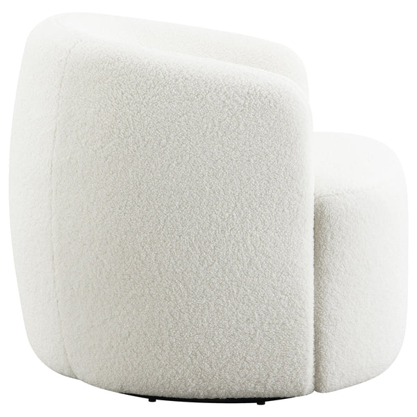 English Elm Denae Natural Upholstered Swivel Chair — Ivory Faux Sheepskin Accent Seat, Curvy 360° Swivel Comfort B062P351429