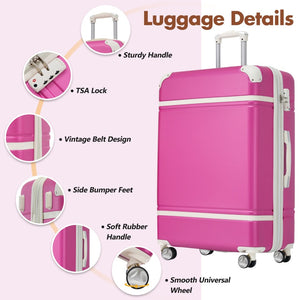 English Elm Hardshell Abs Suitcase Set with Tsa Lock Spinner Wheels Expandable 28 Inch Travel Pink N732P193485H