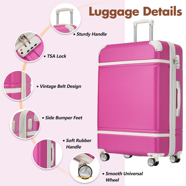 English Elm Hardshell Abs Suitcase Set with Tsa Lock Spinner Wheels Expandable 28 Inch Travel Pink N732P193485H