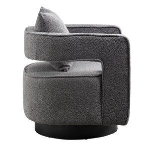 English Elm 29.13"w Boucle Swivel Accent Chair Open Back 360 Rotation Modern Lounge Seating Gray W3188P417878